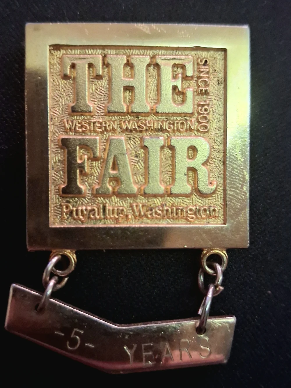 Vintage Western Washington Fair 5 Years Service Pin Brooch